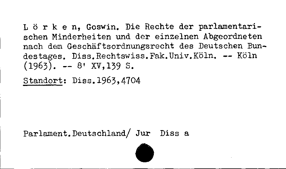 [Katalogkarte Dissertationenkatalog bis 1980]