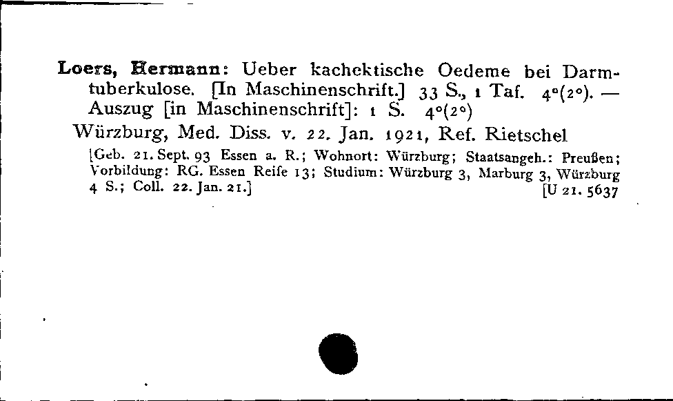 [Katalogkarte Dissertationenkatalog bis 1980]