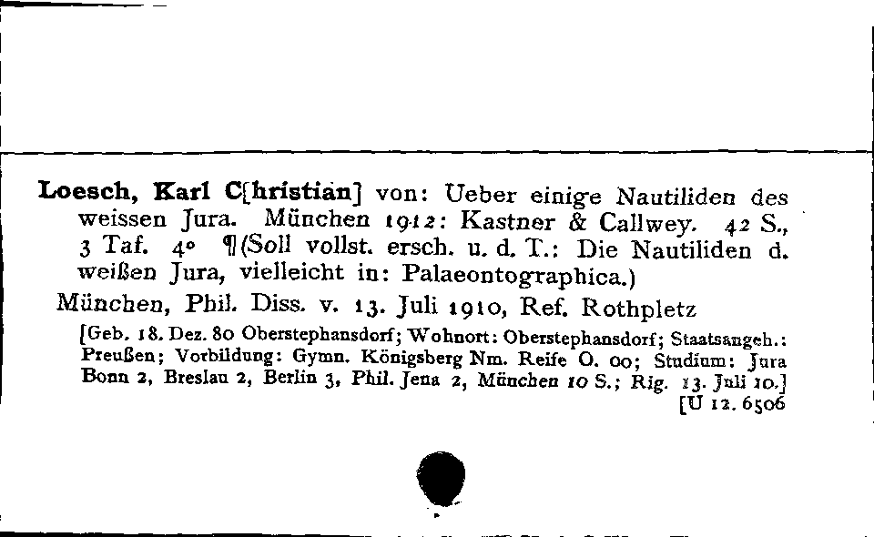 [Katalogkarte Dissertationenkatalog bis 1980]