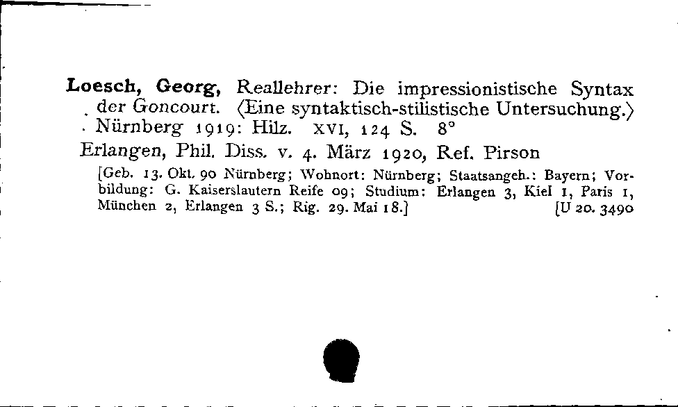 [Katalogkarte Dissertationenkatalog bis 1980]