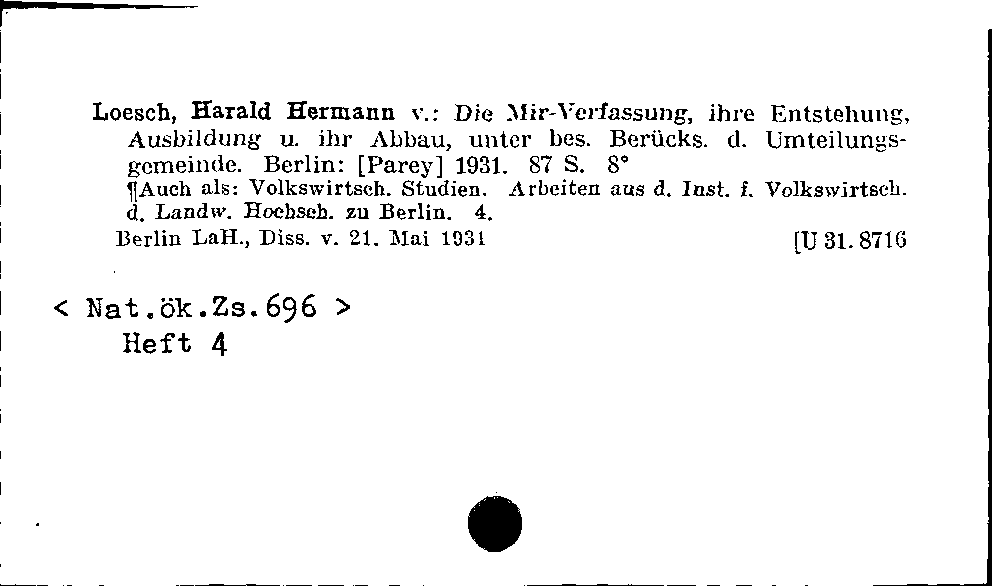 [Katalogkarte Dissertationenkatalog bis 1980]