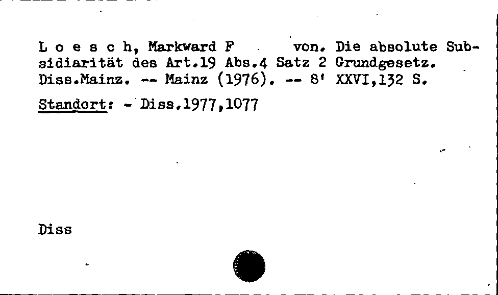 [Katalogkarte Dissertationenkatalog bis 1980]