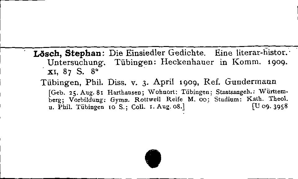 [Katalogkarte Dissertationenkatalog bis 1980]