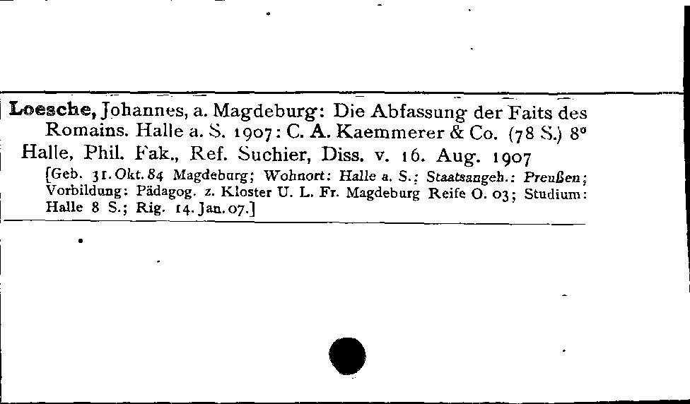 [Katalogkarte Dissertationenkatalog bis 1980]