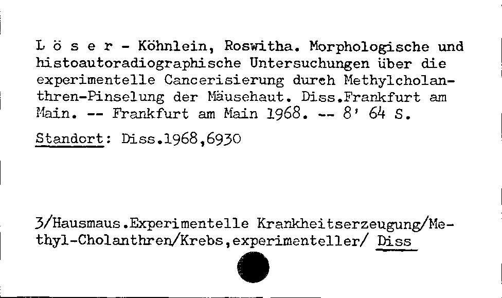 [Katalogkarte Dissertationenkatalog bis 1980]