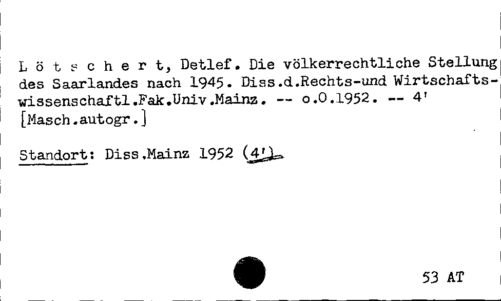 [Katalogkarte Dissertationenkatalog bis 1980]