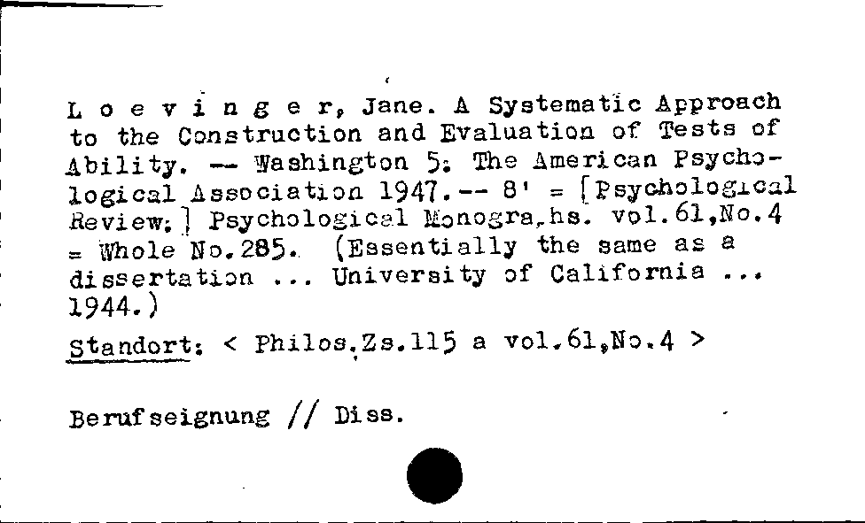 [Katalogkarte Dissertationenkatalog bis 1980]