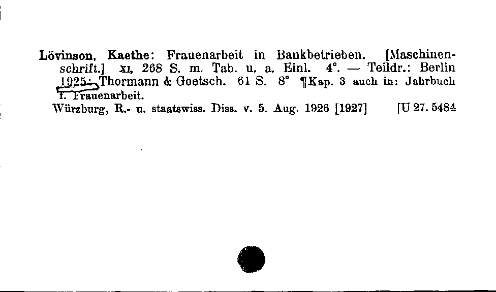 [Katalogkarte Dissertationenkatalog bis 1980]