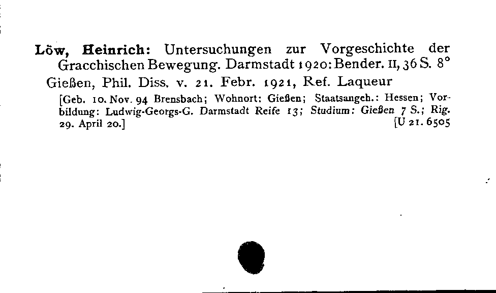 [Katalogkarte Dissertationenkatalog bis 1980]