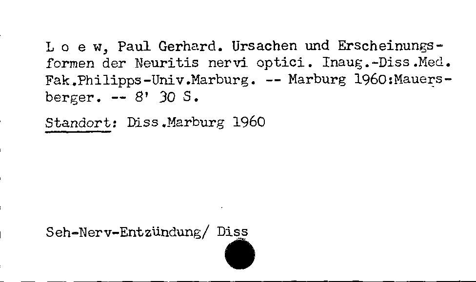 [Katalogkarte Dissertationenkatalog bis 1980]