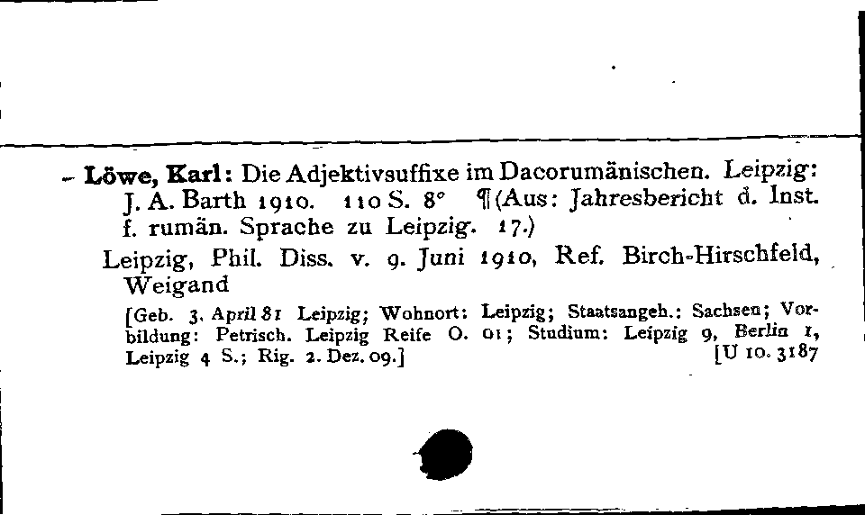 [Katalogkarte Dissertationenkatalog bis 1980]