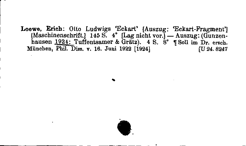 [Katalogkarte Dissertationenkatalog bis 1980]