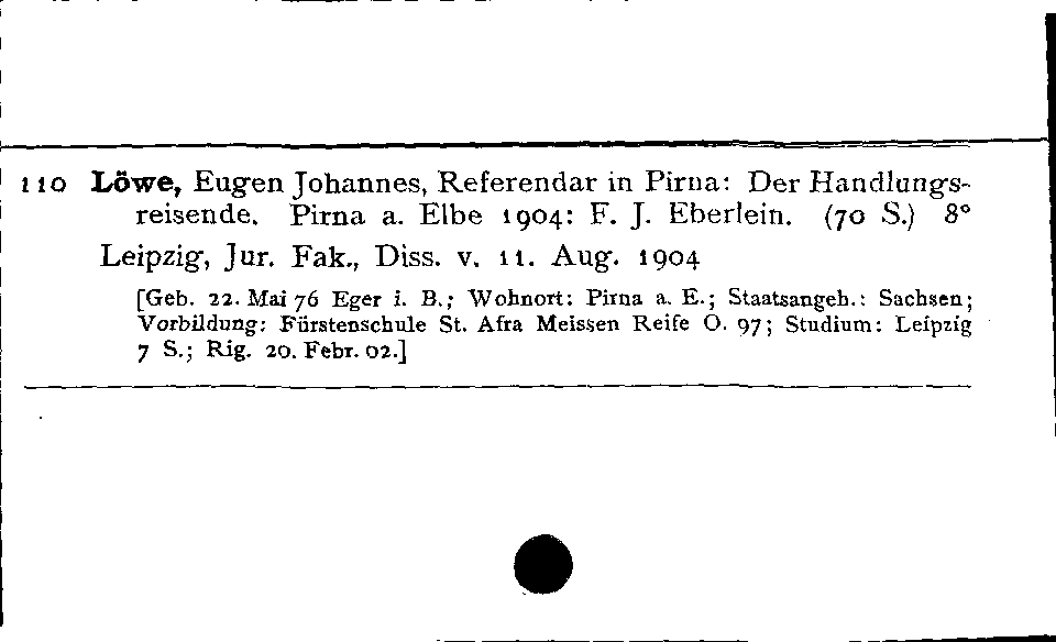 [Katalogkarte Dissertationenkatalog bis 1980]