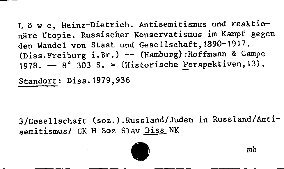 [Katalogkarte Dissertationenkatalog bis 1980]