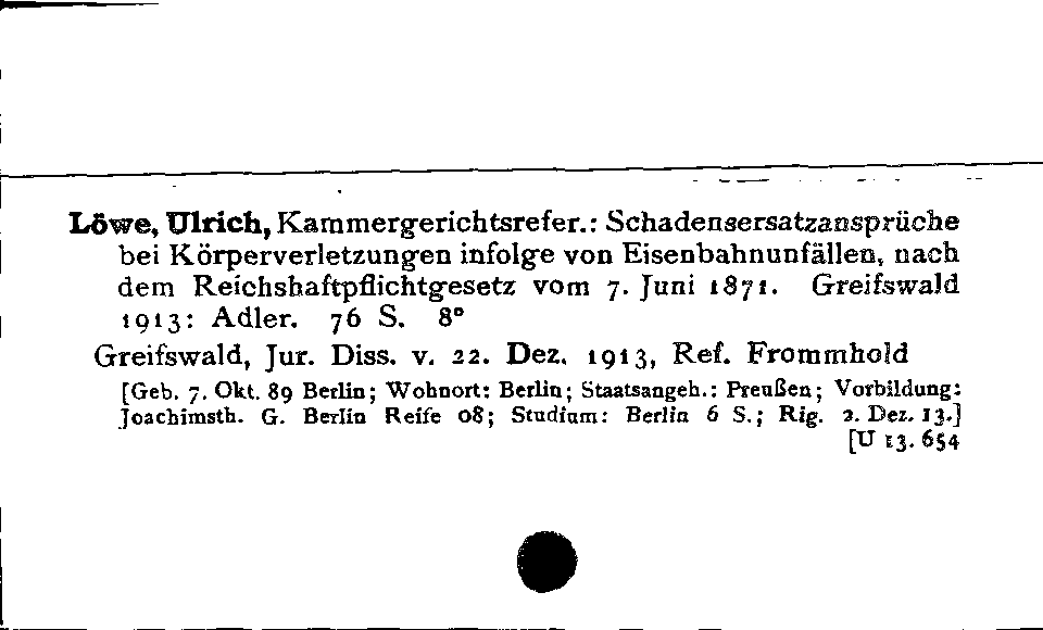 [Katalogkarte Dissertationenkatalog bis 1980]