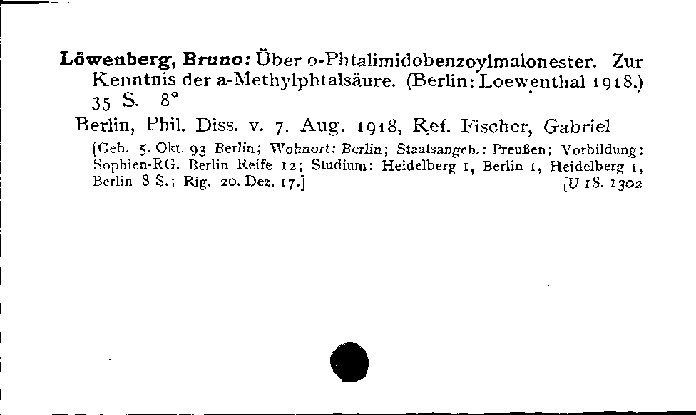 [Katalogkarte Dissertationenkatalog bis 1980]