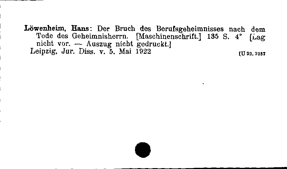 [Katalogkarte Dissertationenkatalog bis 1980]