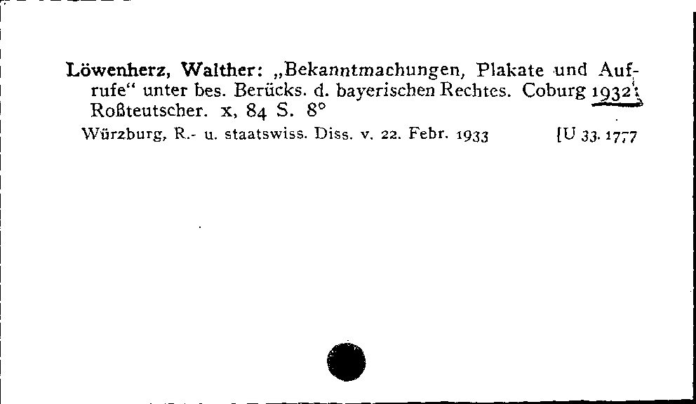 [Katalogkarte Dissertationenkatalog bis 1980]