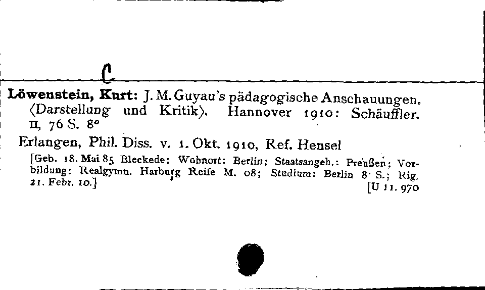 [Katalogkarte Dissertationenkatalog bis 1980]