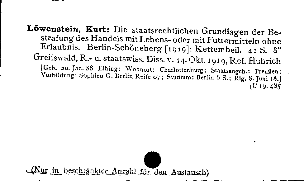 [Katalogkarte Dissertationenkatalog bis 1980]