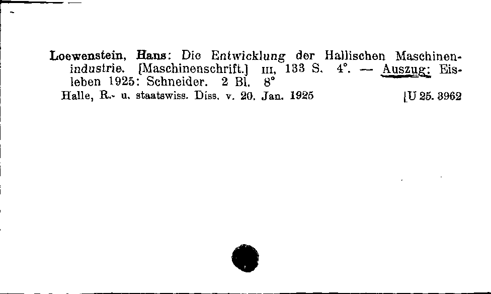 [Katalogkarte Dissertationenkatalog bis 1980]