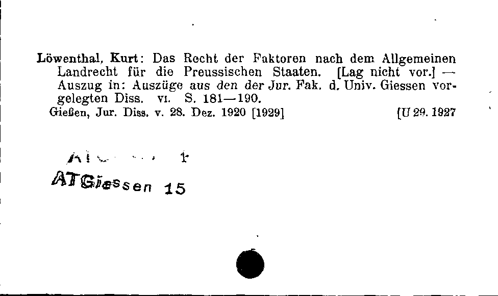 [Katalogkarte Dissertationenkatalog bis 1980]