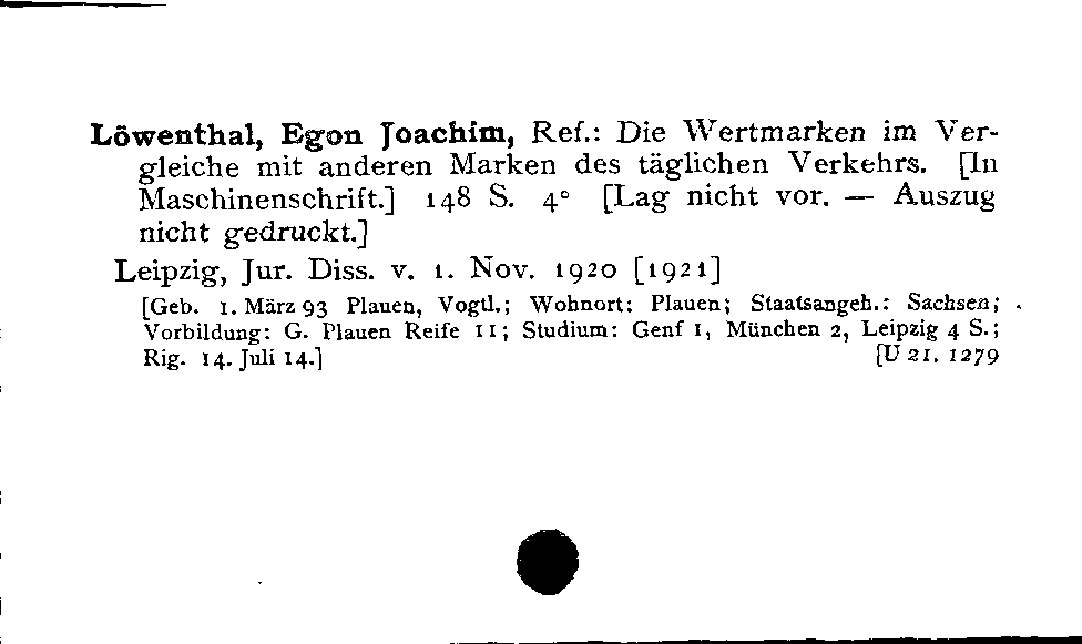 [Katalogkarte Dissertationenkatalog bis 1980]