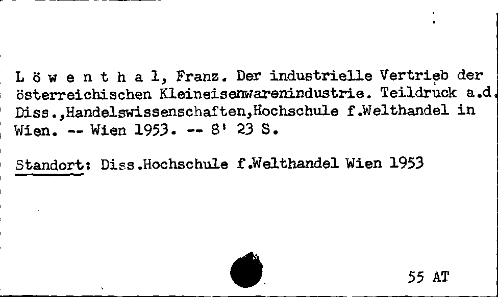 [Katalogkarte Dissertationenkatalog bis 1980]