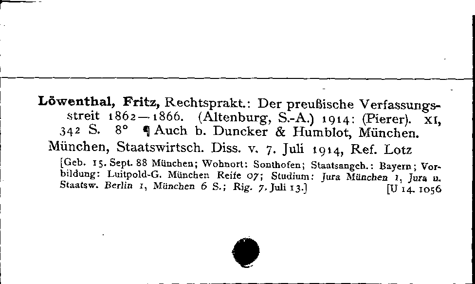 [Katalogkarte Dissertationenkatalog bis 1980]