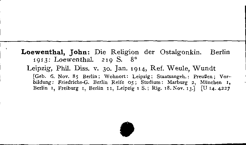 [Katalogkarte Dissertationenkatalog bis 1980]