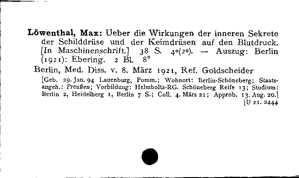 [Katalogkarte Dissertationenkatalog bis 1980]