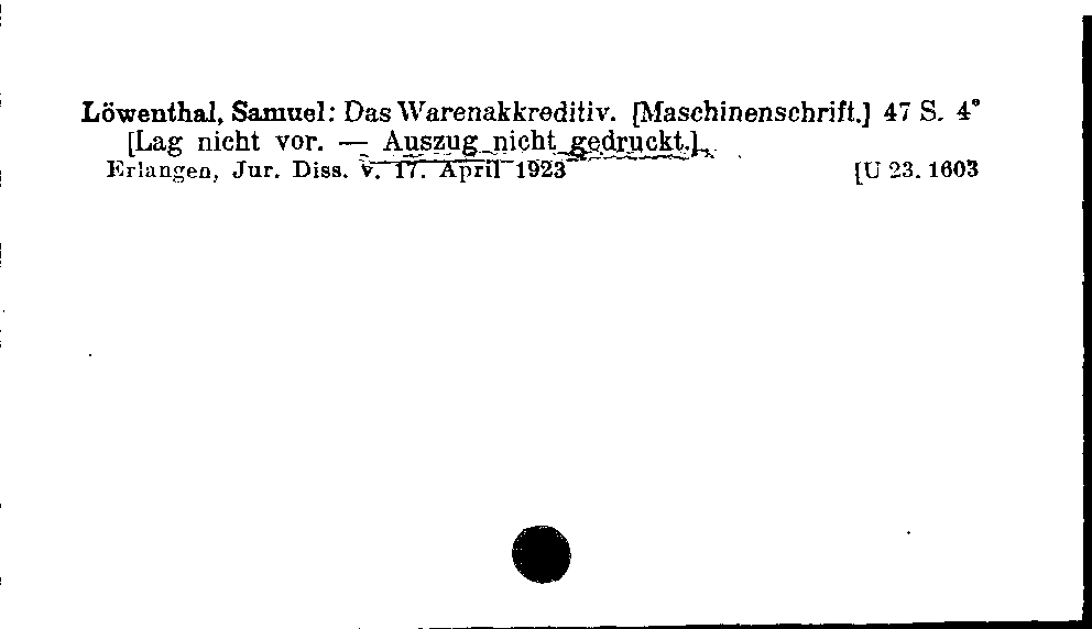 [Katalogkarte Dissertationenkatalog bis 1980]