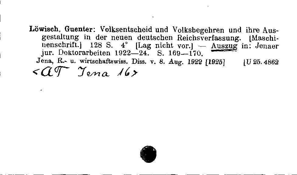 [Katalogkarte Dissertationenkatalog bis 1980]