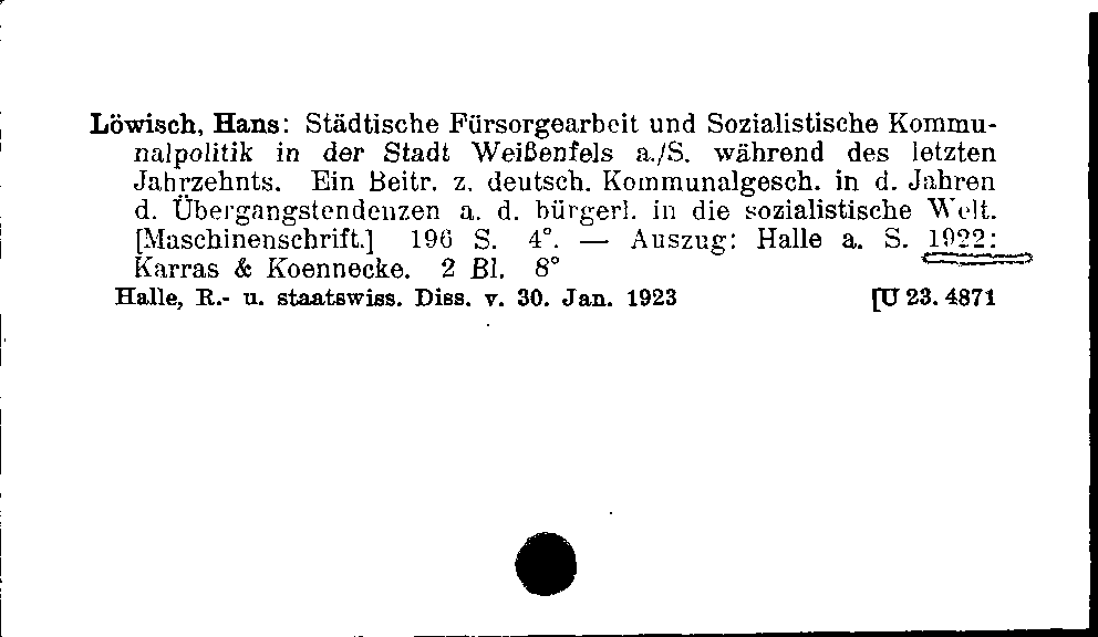 [Katalogkarte Dissertationenkatalog bis 1980]