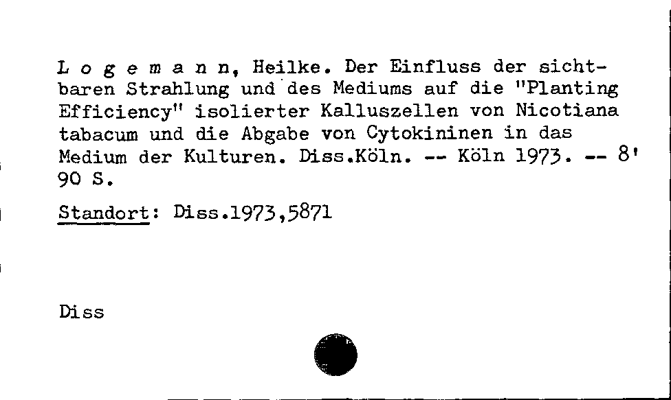 [Katalogkarte Dissertationenkatalog bis 1980]