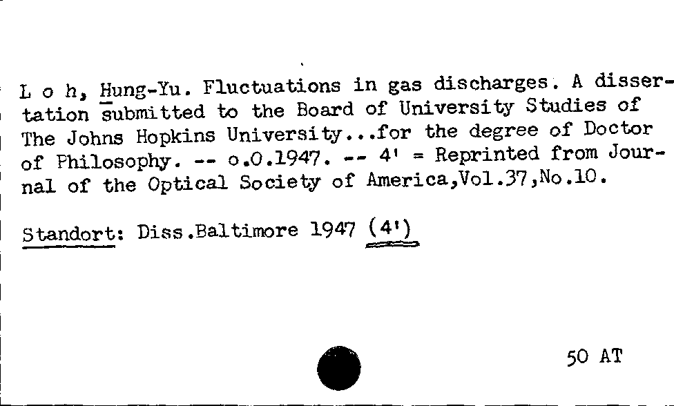 [Katalogkarte Dissertationenkatalog bis 1980]