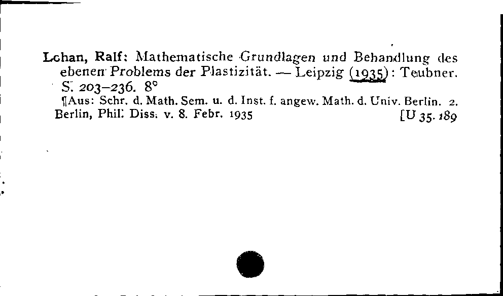 [Katalogkarte Dissertationenkatalog bis 1980]