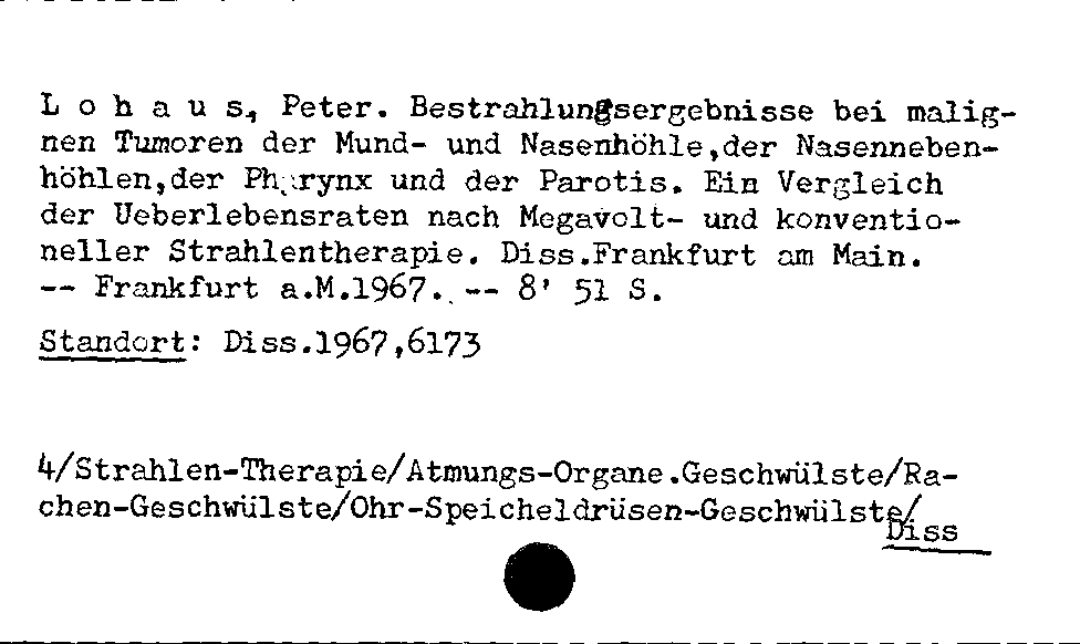 [Katalogkarte Dissertationenkatalog bis 1980]