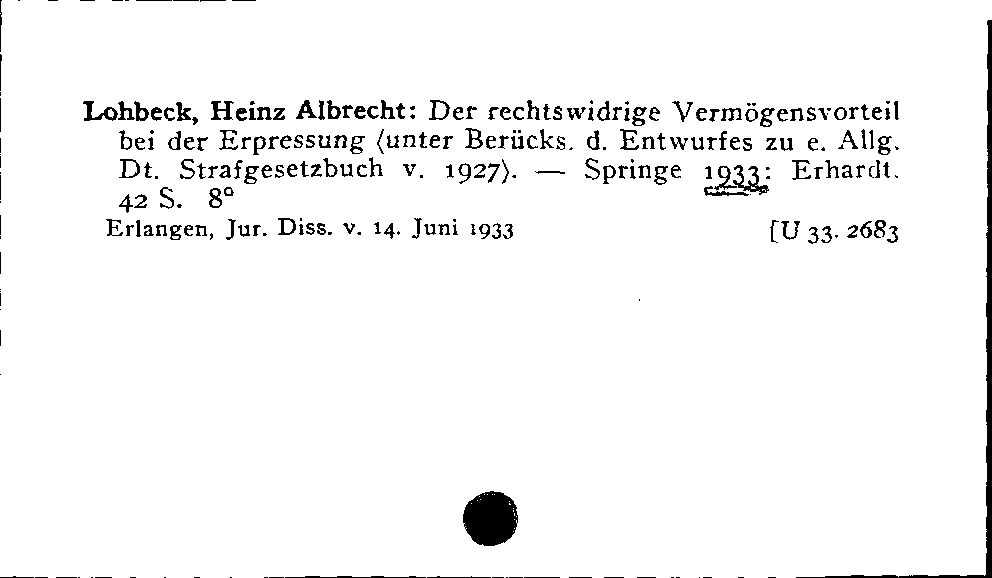 [Katalogkarte Dissertationenkatalog bis 1980]