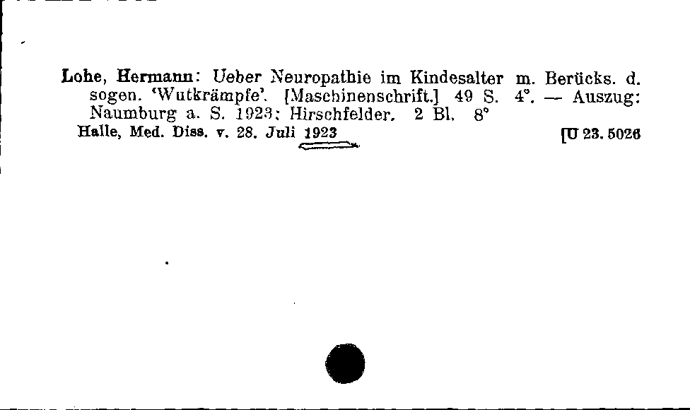 [Katalogkarte Dissertationenkatalog bis 1980]