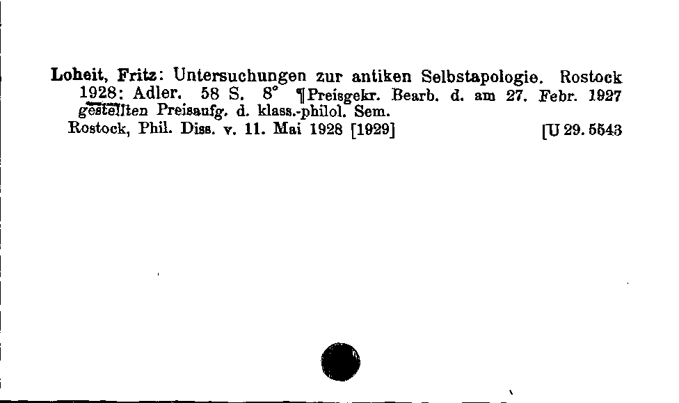 [Katalogkarte Dissertationenkatalog bis 1980]