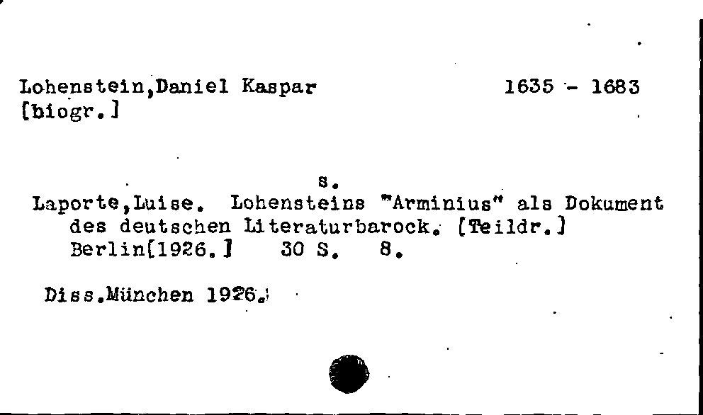 [Katalogkarte Dissertationenkatalog bis 1980]