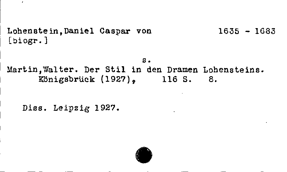 [Katalogkarte Dissertationenkatalog bis 1980]