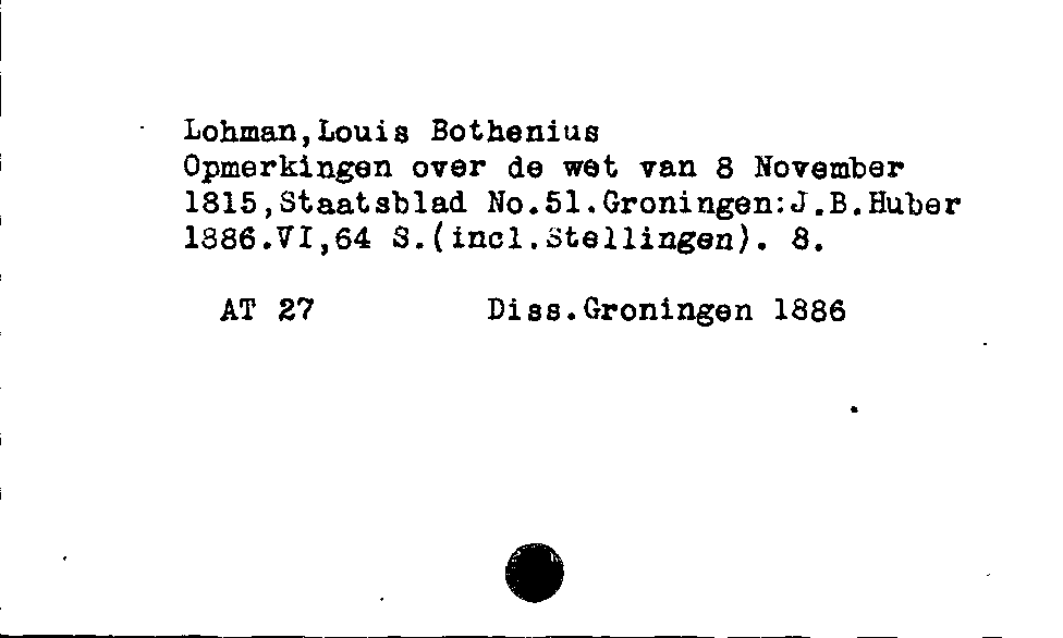 [Katalogkarte Dissertationenkatalog bis 1980]