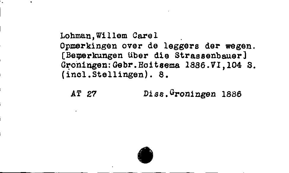 [Katalogkarte Dissertationenkatalog bis 1980]