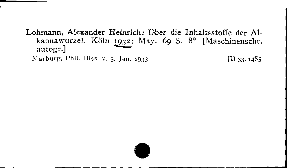 [Katalogkarte Dissertationenkatalog bis 1980]