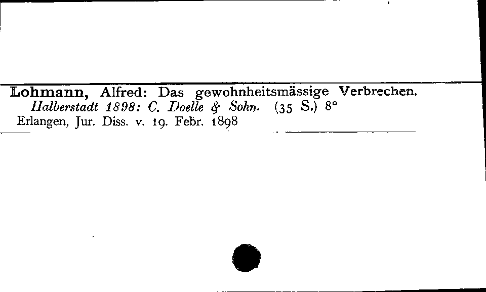 [Katalogkarte Dissertationenkatalog bis 1980]