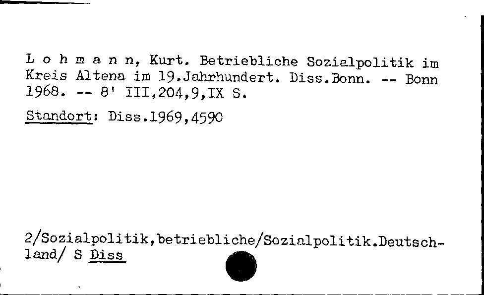 [Katalogkarte Dissertationenkatalog bis 1980]