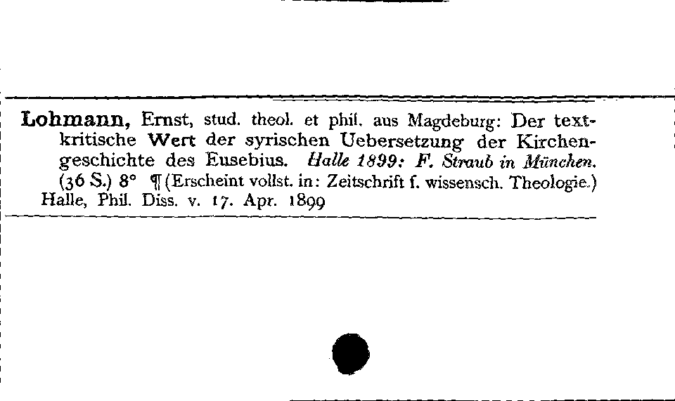 [Katalogkarte Dissertationenkatalog bis 1980]