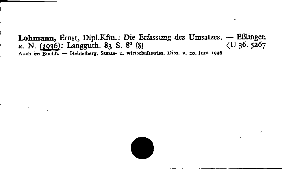 [Katalogkarte Dissertationenkatalog bis 1980]